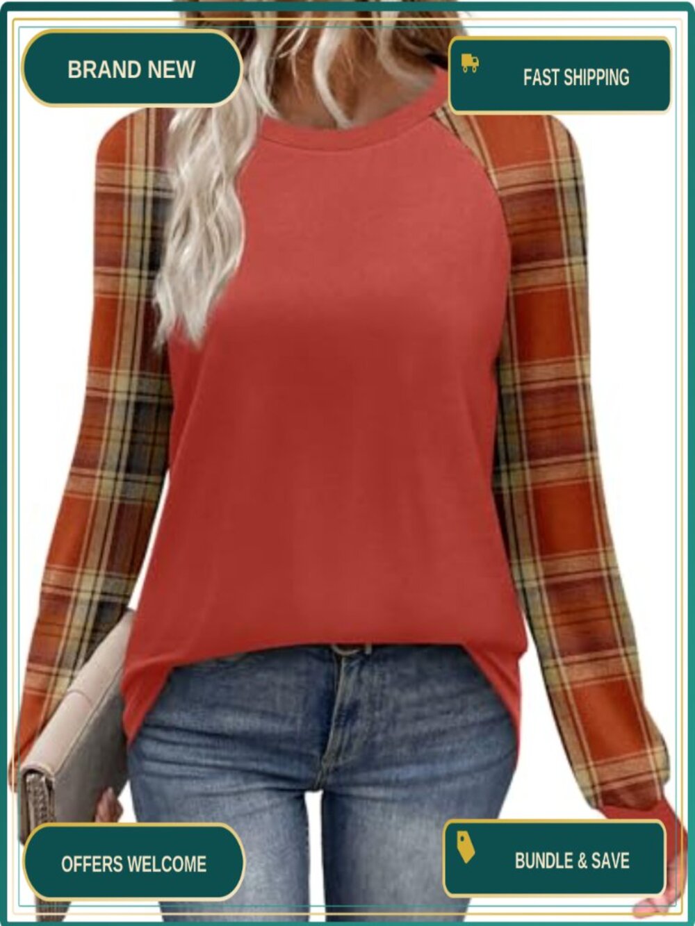 Women's Long Sleeve Raglan Tee Crewneck Casual Basic Top Fall